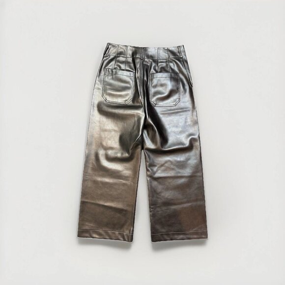 The Colette Cropped Wide-Leg Pants by Maeve: Faux-Leather Edition - Brown - 30 - Picture 8 of 11